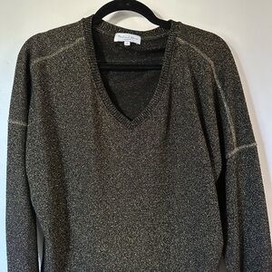 Michael Stars Shimmering Black V-Neck Sweater